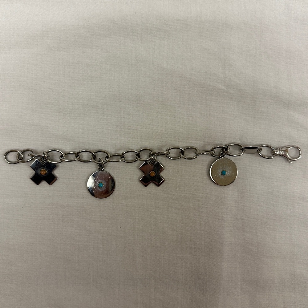Designer PDL Stainless Steel 18kt Gold Charm Bracelet Made in Italy Boho Western - Picture 3 of 6